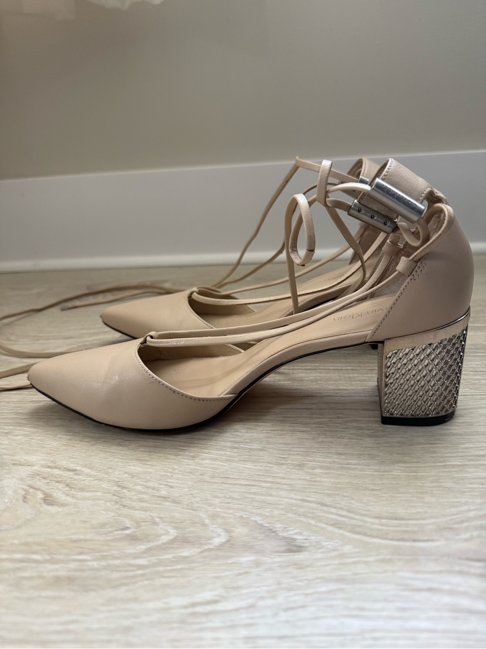 Calvin Klein Nude Block Heel Lace-Up- W 7.5